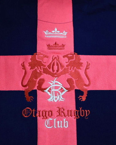 ensemble brodé dos du Polo manches courtes Crosslion Otago rugby bleu marine pour homme