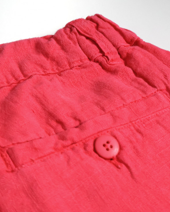 détail de la poche du Bermuda lin corail Otago rugby pour homme