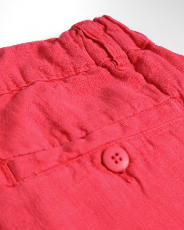 détail de la poche du Bermuda lin corail Otago rugby pour homme