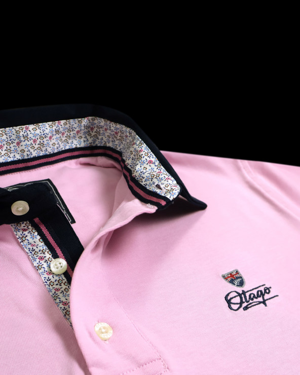 col du Polo Spiripague manches courtes Otago rugby rose homme