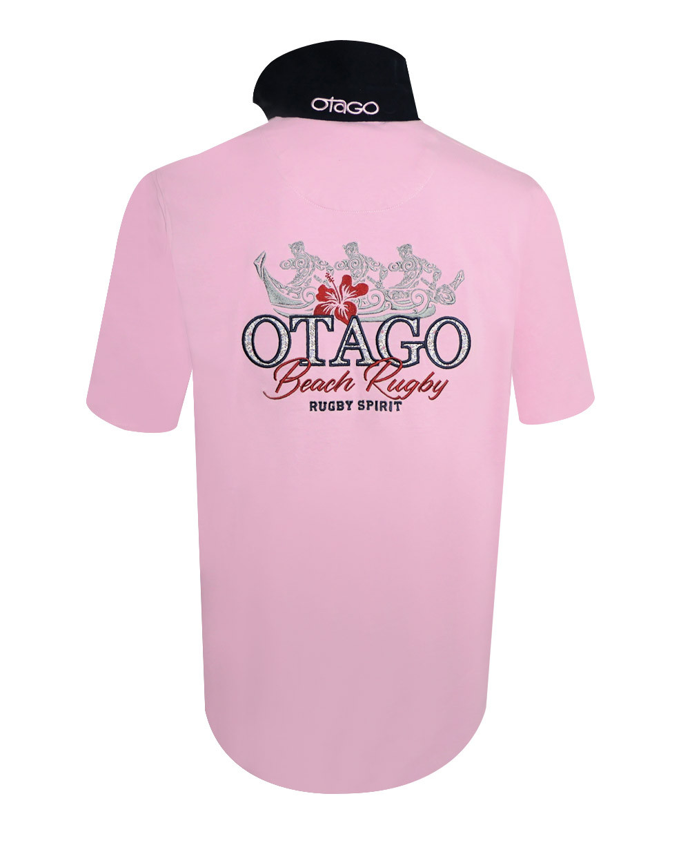 dos du Polo Spiripague manches courtes Otago rugby rose homme