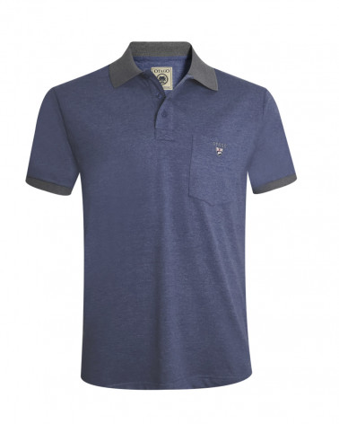 face du Polo manches courtes Buenys OTAGO rugby bleu marine chiné denim pour homme