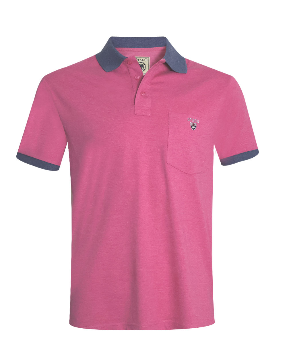 face du Polo manches courtes Buenys OTAGO rugby rose fushia chiné pour homme