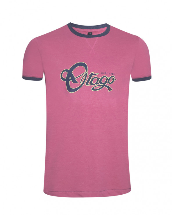 face du Tee-shirt BECKBY OTAGO rugby col rond rose homme