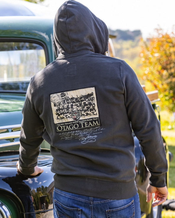 Sweat zip à capuche Vintage Otago gris anthracite homme
