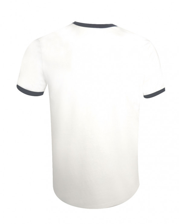 dos du Tee-shirt Island bicolore ivoire marine Otago rugby coton Bio pour homme