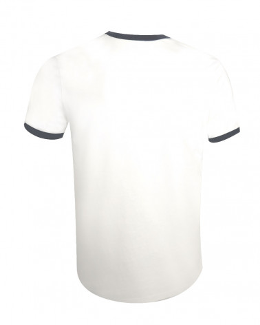 dos du Tee-shirt Island bicolore ivoire marine Otago rugby coton Bio pour homme