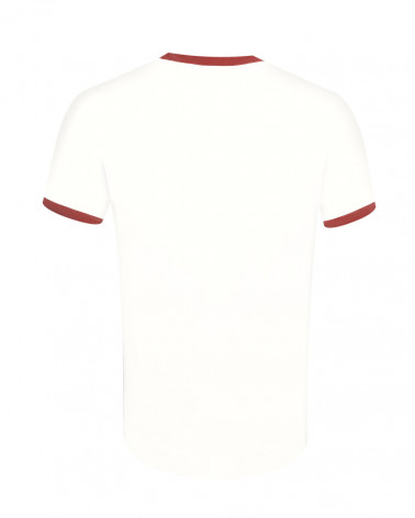 dos du Tee-shirt Everlandy bicolore ivoire paprika Otago rugby coton Bio pour homme