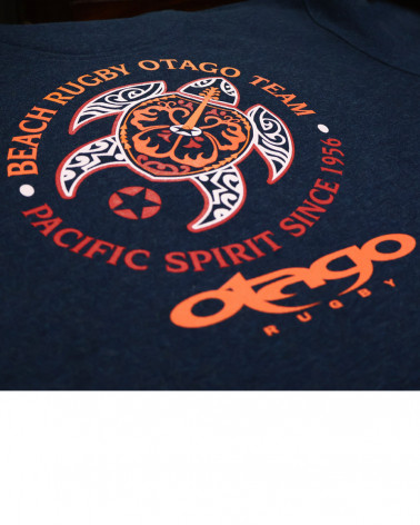 détail du Sweat col rond PACITORT Otago rugby bleu marine chiné pour homme