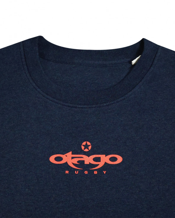 détail du Sweat col rond PACITORT Otago rugby bleu marine chiné pour homme