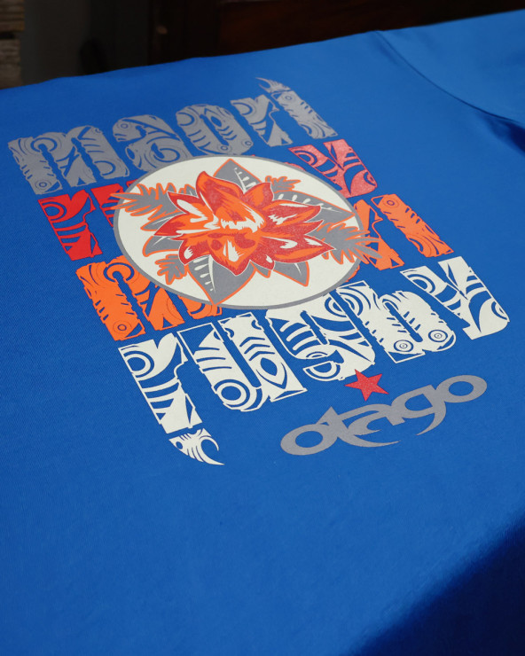 visuel du Tee-shirt Flower Otago rugby bleu roi col rond pour homme