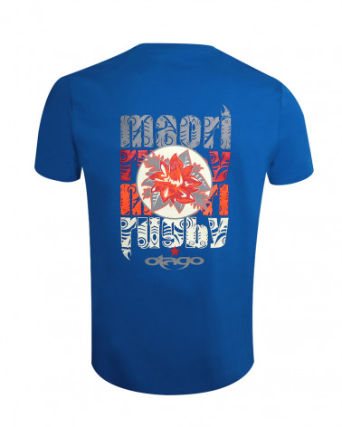 dos du Tee-shirt Flower Otago rugby bleu roi col rond pour homme