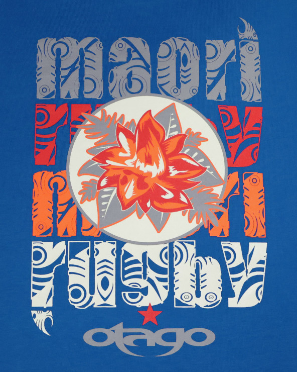 sérigraphie dos du Tee-shirt Flower Otago rugby bleu roi col rond pour homme