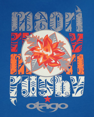 sérigraphie dos du Tee-shirt Flower Otago rugby bleu roi col rond pour homme