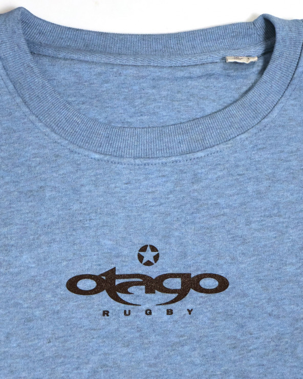 col rond du Sweat Flower Otago rugby bleu ciel chiné pour homme