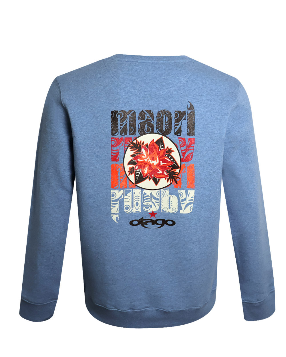 dos du Sweat col rond Flower Otago rugby bleu ciel chiné pour homme