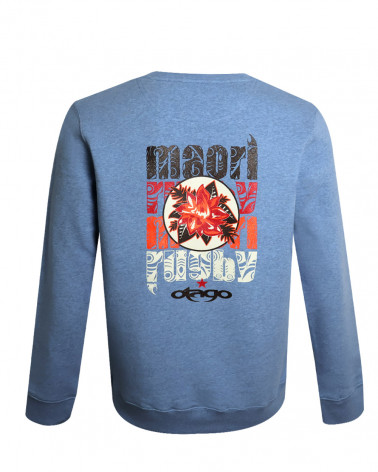 dos du Sweat col rond Flower Otago rugby bleu ciel chiné pour homme