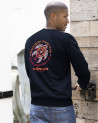 modèle porté dos du Sweat col rond PACITORT Otago rugby bleu marine chiné pour homme