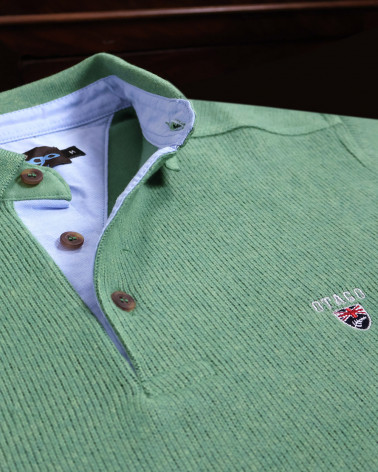 broderie du sweat vert col polo pour homme