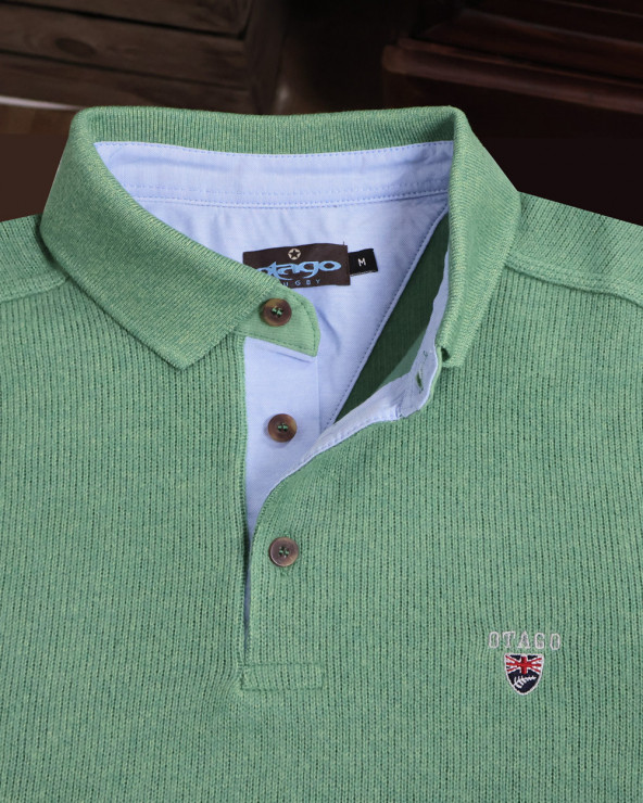 col du Polo vert manches longues pour homme 25POML1 Otago rugby