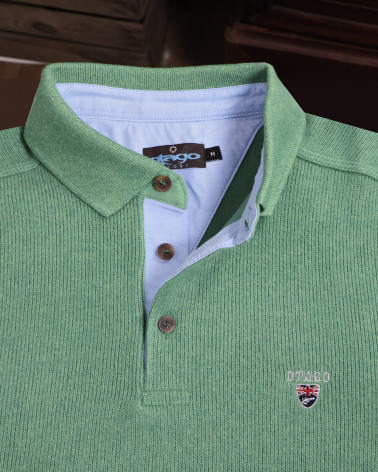 col du Polo vert manches longues pour homme 25POML1 Otago rugby