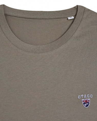 broderie côté cœur du Tee-shirt beige driftwood Buenuni Otago rugby coton Bio pour homme