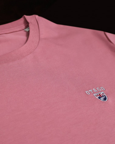 détail du Tee-shirt antique rose Buenuni Otago rugby coton Bio pour homme