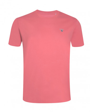 Face du Tee-shirt rose corail Light corol Buenuni Otago rugby coton Bio pour homme