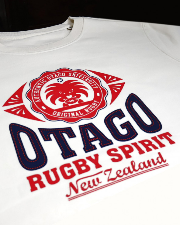 détail du Sweat col rond EVERLANDY Otago rugby ivoire pour homme