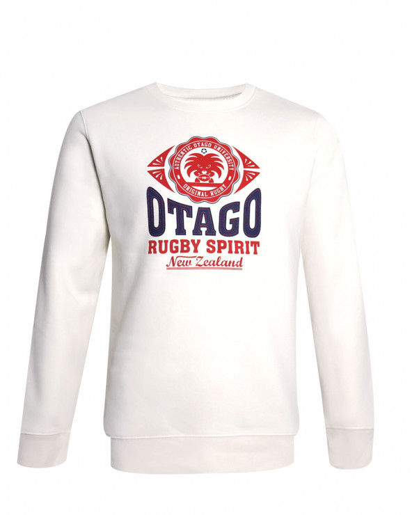 face du Sweat col rond EVERLANDY Otago rugby ivoire pour homme