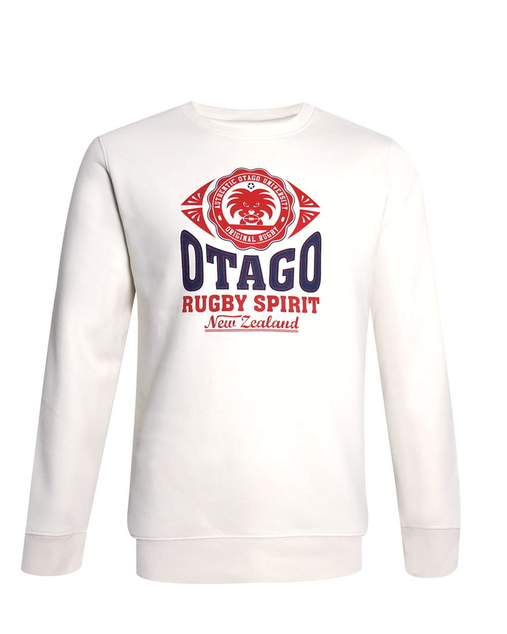 face du Sweat col rond EVERLANDY Otago rugby ivoire pour homme