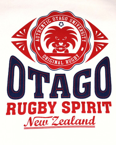 sérigraphie devant du Sweat col rond EVERLANDY Otago rugby ivoire pour homme