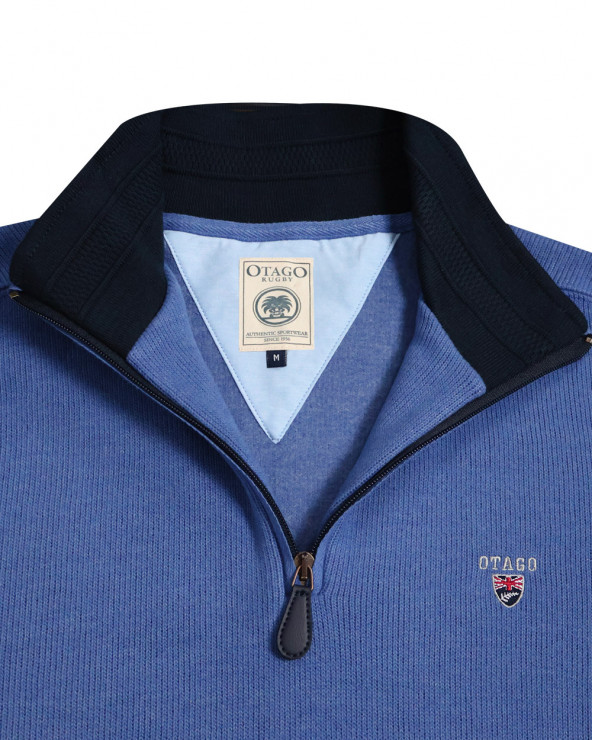 col zippé du Sweat bleu lavande pour homme 24SW7 Otago rugby