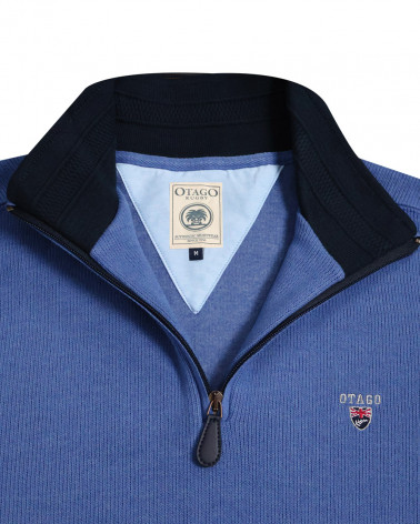 col zippé du Sweat bleu lavande pour homme 24SW7 Otago rugby