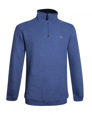 face du Sweat bleu lavande col zippé pour homme 24SW7 Otago rugby