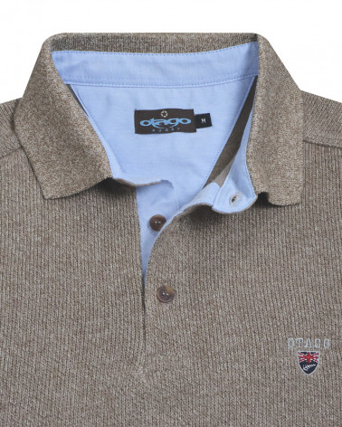 col du Polo manches longues pour homme 25POML1 Otago rugby marron