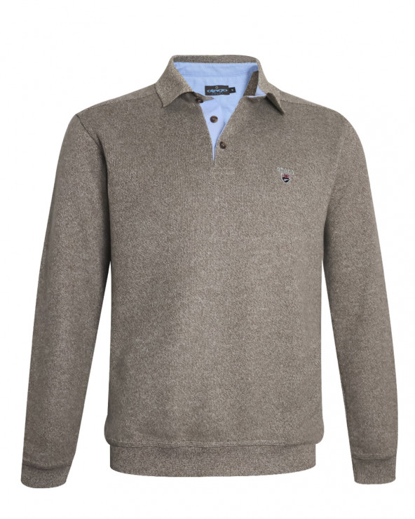 face du Polo manches longues pour homme 25POML1 Otago rugby marron