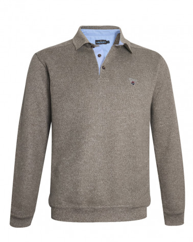 face du Polo manches longues pour homme 25POML1 Otago rugby marron
