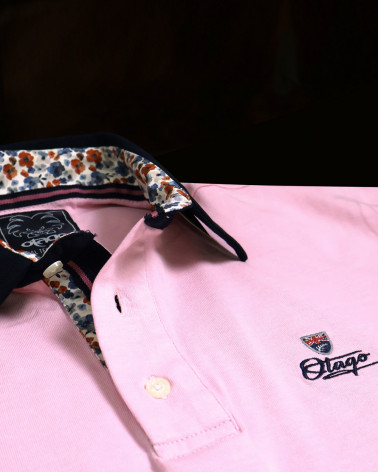 col du Polo Spiripague manches courtes Otago rugby rose homme