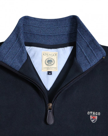 col ouvert du Sweat 24SW7 Otago rugby bleu marine pour homme