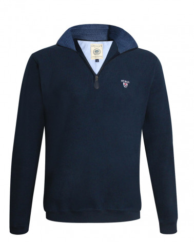 face du Sweat col zippé 24SW7 Otago rugby bleu marine pour homme