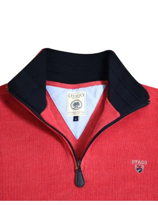 col ouvert du Sweat homme col zippé 24SW7 Otago rugby corail