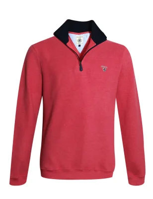 face du Sweat homme col zippé 24SW7 Otago rugby corail