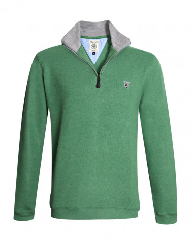 face col ouvert du Sweat vert col zippé pour homme 24SW7 Otago rugby