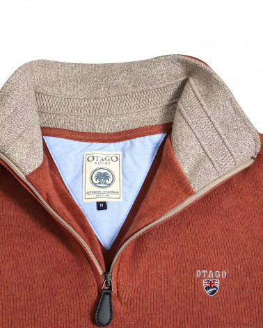 col ouvert du Sweat homme col zippé 24SW7 Otago rugby épice