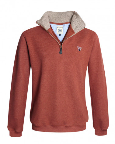 face col ouvert du Sweat homme col zip 24SW7 Otago rugby épice