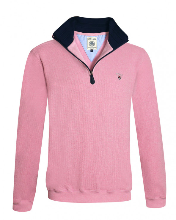 face du Sweat rose col zippé pour homme 24SW7 Otago rugby
