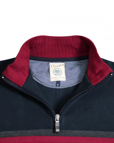 col du Sweat col zip homme 24SW6 Otago rugby bleu marine