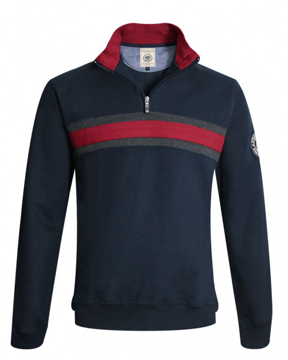 face du Sweat col zip homme 24SW6 Otago rugby bleu marine