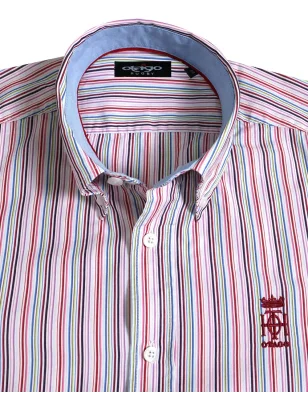 broderie et col de la Chemise manches longues pour homme 295 Otago rayée multicolore